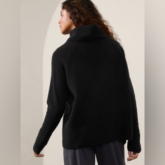 Athleta Alpine Black Merino Wool Cashmere turtleneck sweater Sz XL - Picture 15 of 16